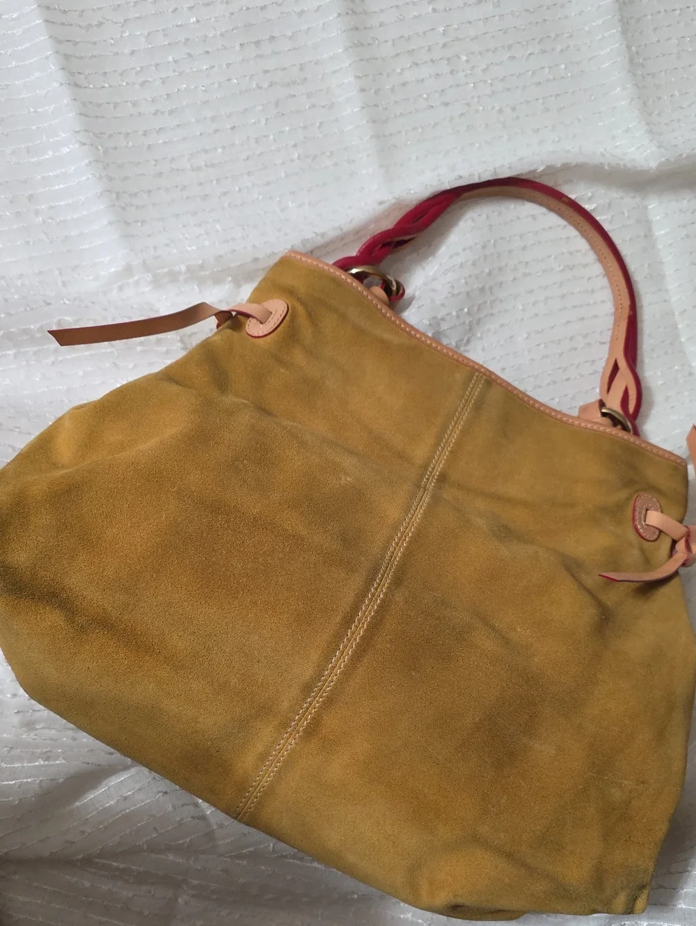 Dooney&Bourke Gold Suede Large Shoulder Bag